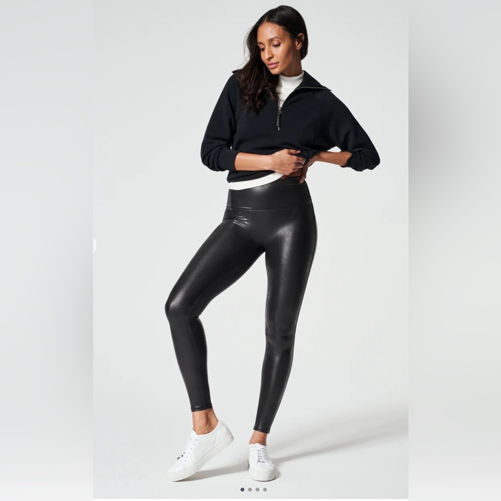 EUC Black Faux Leather Leggings Size Medium